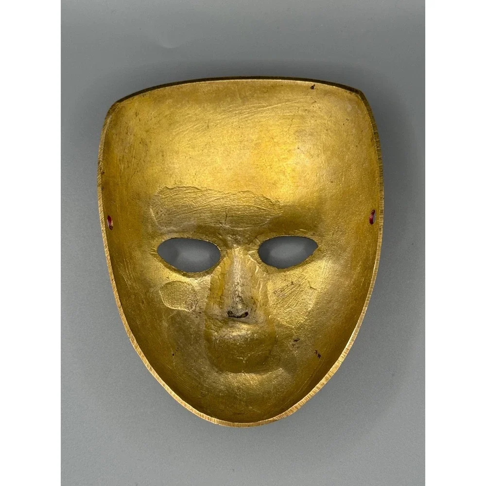 Vintage‎ Solid Brass Hand Painted Mask.